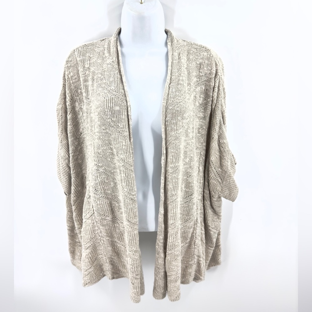 Eileen Fisher Cardigan Womens XL Linen Blend Beachy Coastal Open Capsule Minimal
